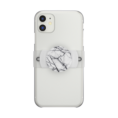 Secondary image for hover PopGrip Slide Stretch Dove White Marble with Rounded Edges
